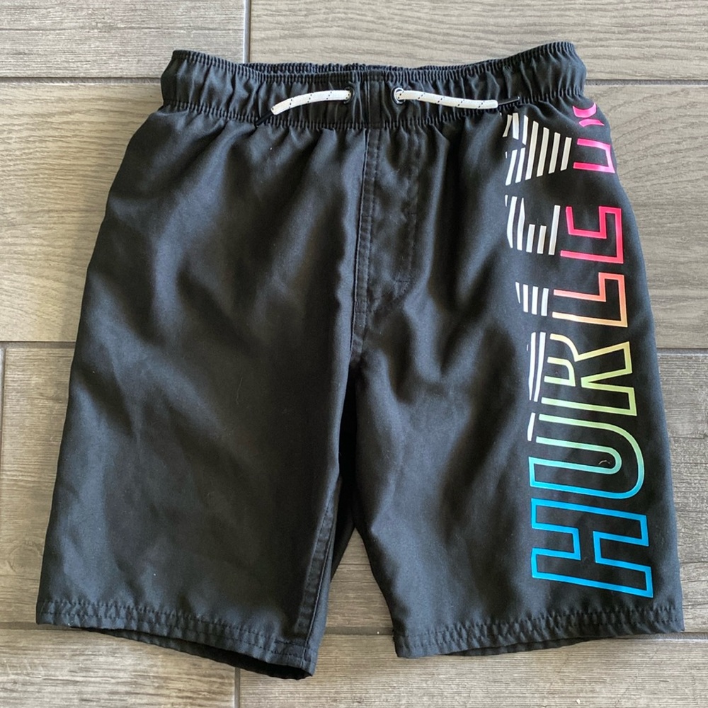 Hurley Boys Boardshorts/Swimsuit - Black with Neon Hurley Graphic